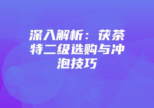 深入解析：茯茶特二级选购与冲泡技巧