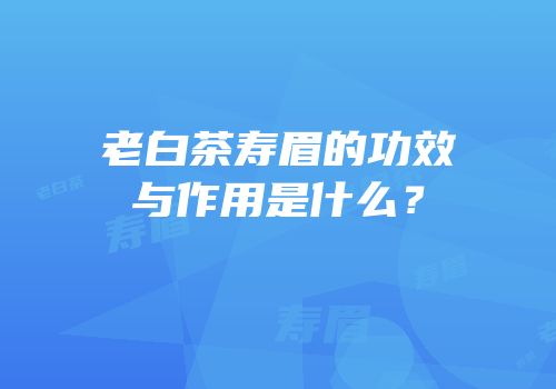 老白茶寿眉的功效与作用是什么？