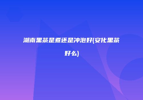 湖南黑茶是煮还是冲泡好(安化黑茶好么)