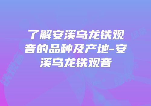 了解安溪乌龙铁观音的品种及产地-安溪乌龙铁观音