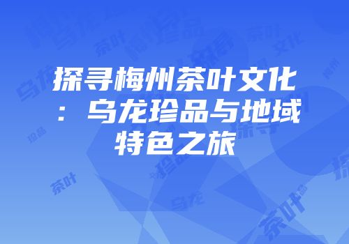 探寻梅州茶叶文化：乌龙珍品与地域特色之旅