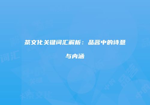 茶文化关键词汇解析：品茗中的诗意与内涵