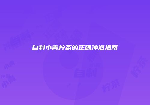 自制小青柠茶的正确冲泡指南