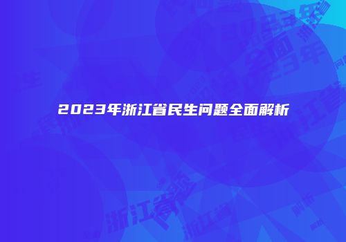 2023年浙江省民生问题全面解析
