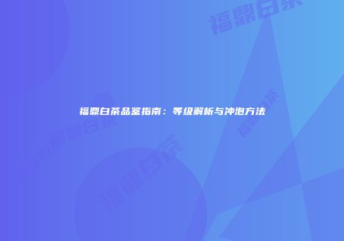 福鼎白茶品鉴指南：等级解析与冲泡方法