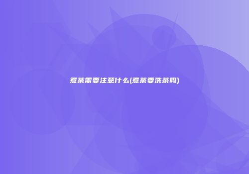 煮茶需要注意什么(煮茶要洗茶吗)