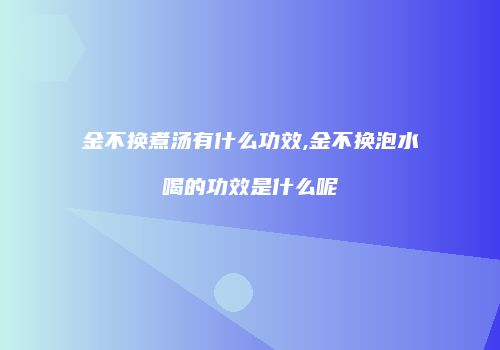 金不换煮汤有什么功效,金不换泡水喝的功效是什么呢