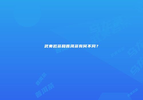 武夷岩茶和普洱茶有何不同？