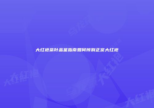 大红袍茶叶品鉴指南如何辨别正宗大红袍