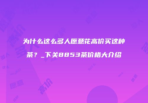 为什么这么多人愿意花高价买这种茶？_下关8853茶价格大介绍