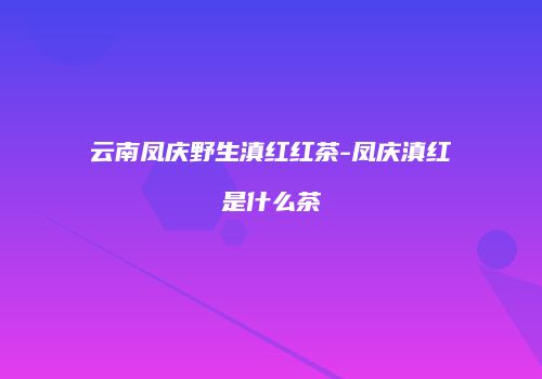 云南凤庆野生滇红红茶-凤庆滇红是什么茶