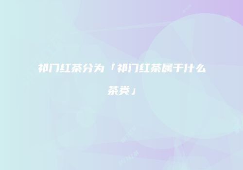 祁门红茶分为「祁门红茶属于什么茶类」