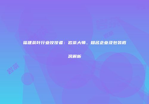 福建茶叶行业佼佼者：岩茶大师、知名企业及包装概况解析