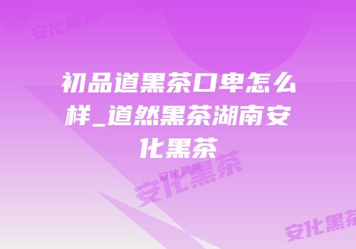 初品道黑茶口卑怎么样_道然黑茶湖南安化黑茶