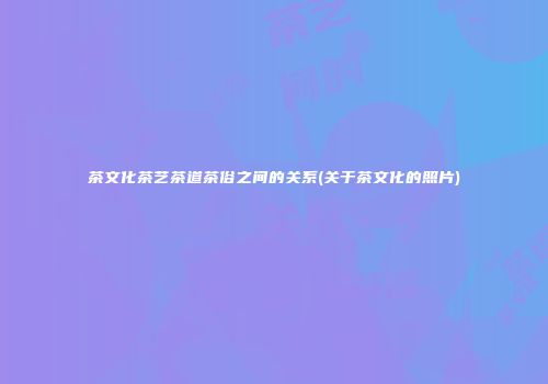 茶文化茶艺茶道茶俗之间的关系(关于茶文化的照片)