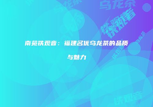 南苑铁观音：福建名优乌龙茶的品质与魅力