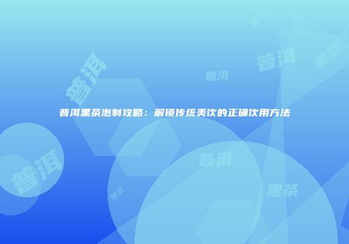 普洱黑茶泡制攻略：解锁传统美饮的正确饮用方法