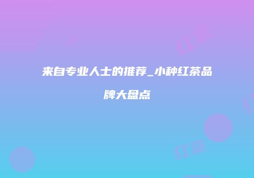 来自专业人士的推荐_小种红茶品牌大盘点