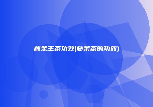 藤条王茶功效(藤条茶的功效)