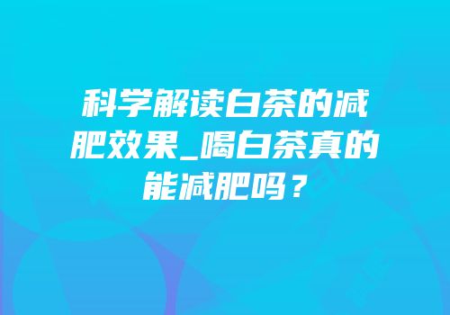 科学解读白茶的减肥效果_喝白茶真的能减肥吗？