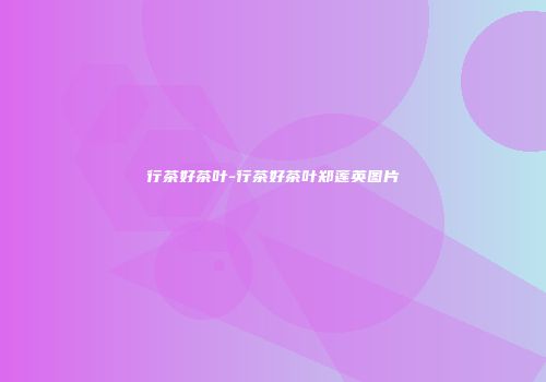 行茶好茶叶-行茶好茶叶郑莲英图片