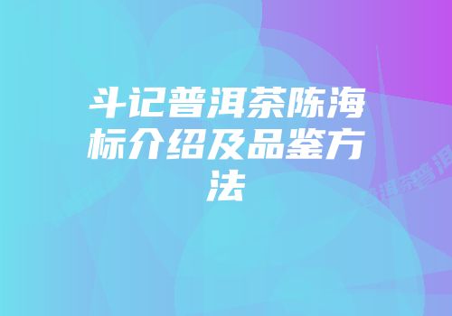 斗记普洱茶陈海标介绍及品鉴方法
