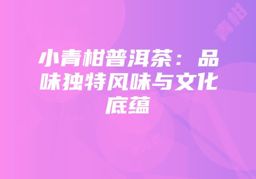 小青柑普洱茶：品味独特风味与文化底蕴