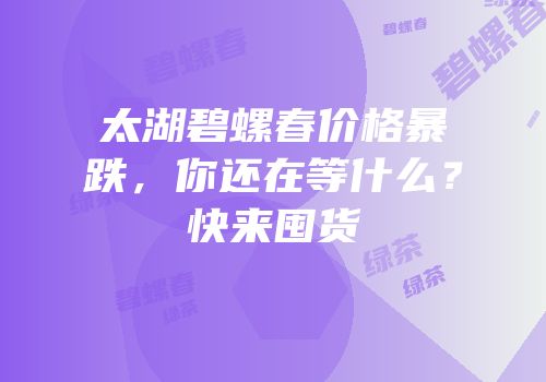 太湖碧螺春价格暴跌，你还在等什么？快来囤货