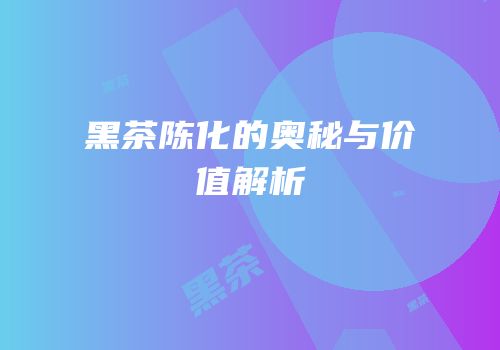 黑茶陈化的奥秘与价值解析