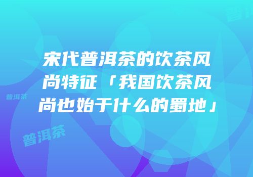 宋代普洱茶的饮茶风尚特征「我国饮茶风尚也始于什么的蜀地」