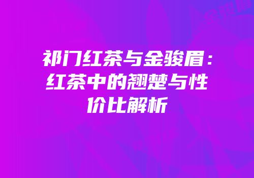 祁门红茶与金骏眉：红茶中的翘楚与性价比解析