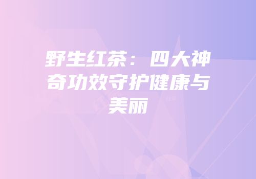野生红茶：四大神奇功效守护健康与美丽