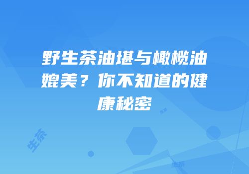 野生茶油堪与橄榄油媲美？你不知道的健康秘密