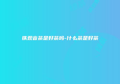 铁观音茶是好茶吗-什么茶是好茶