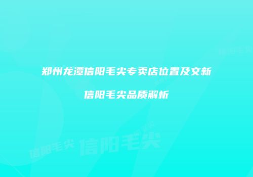 郑州龙潭信阳毛尖专卖店位置及文新信阳毛尖品质解析