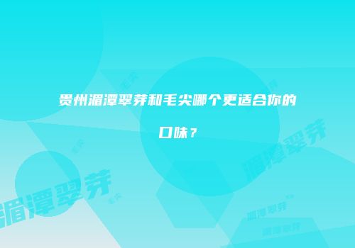 贵州湄潭翠芽和毛尖哪个更适合你的口味？