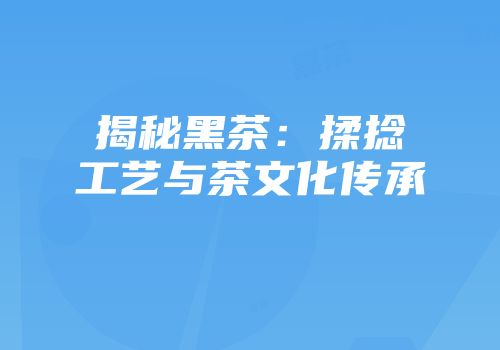 揭秘黑茶：揉捻工艺与茶文化传承