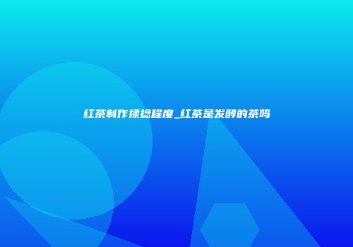 红茶制作揉捻程度_红茶是发酵的茶吗