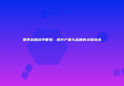 夏季茶园科学管理：提升产量与品质的关键技术