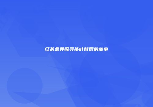 红茶金芽探寻茶叶背后的故事