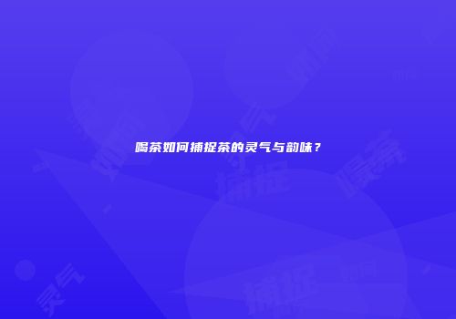 喝茶如何捕捉茶的灵气与韵味？