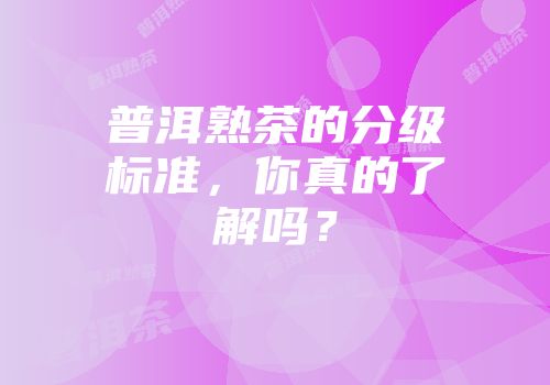 普洱熟茶的分级标准，你真的了解吗？