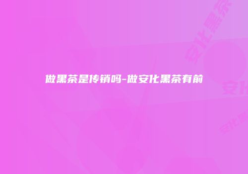 做黑茶是传销吗-做安化黑茶有前