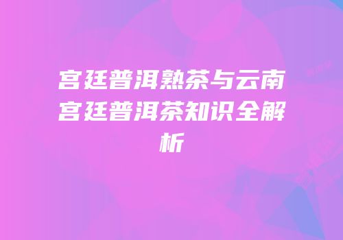 宫廷普洱熟茶与云南宫廷普洱茶知识全解析