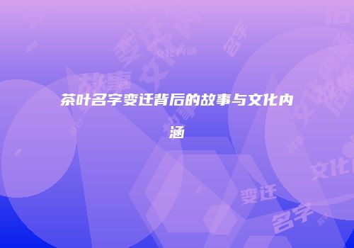 茶叶名字变迁背后的故事与文化内涵