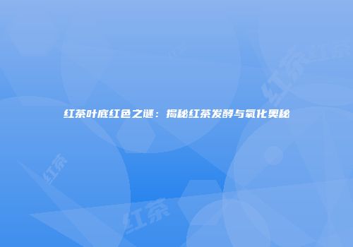 红茶叶底红色之谜：揭秘红茶发酵与氧化奥秘