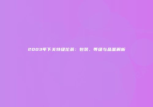 2003年下关特级沱茶：包装、等级与品鉴解析