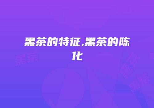 黑茶的特征,黑茶的陈化