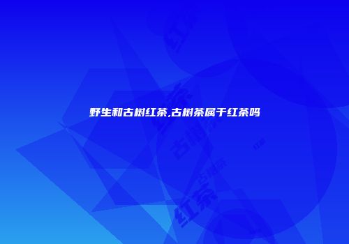 野生和古树红茶,古树茶属于红茶吗