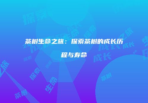茶树生命之旅：探索茶树的成长历程与寿命